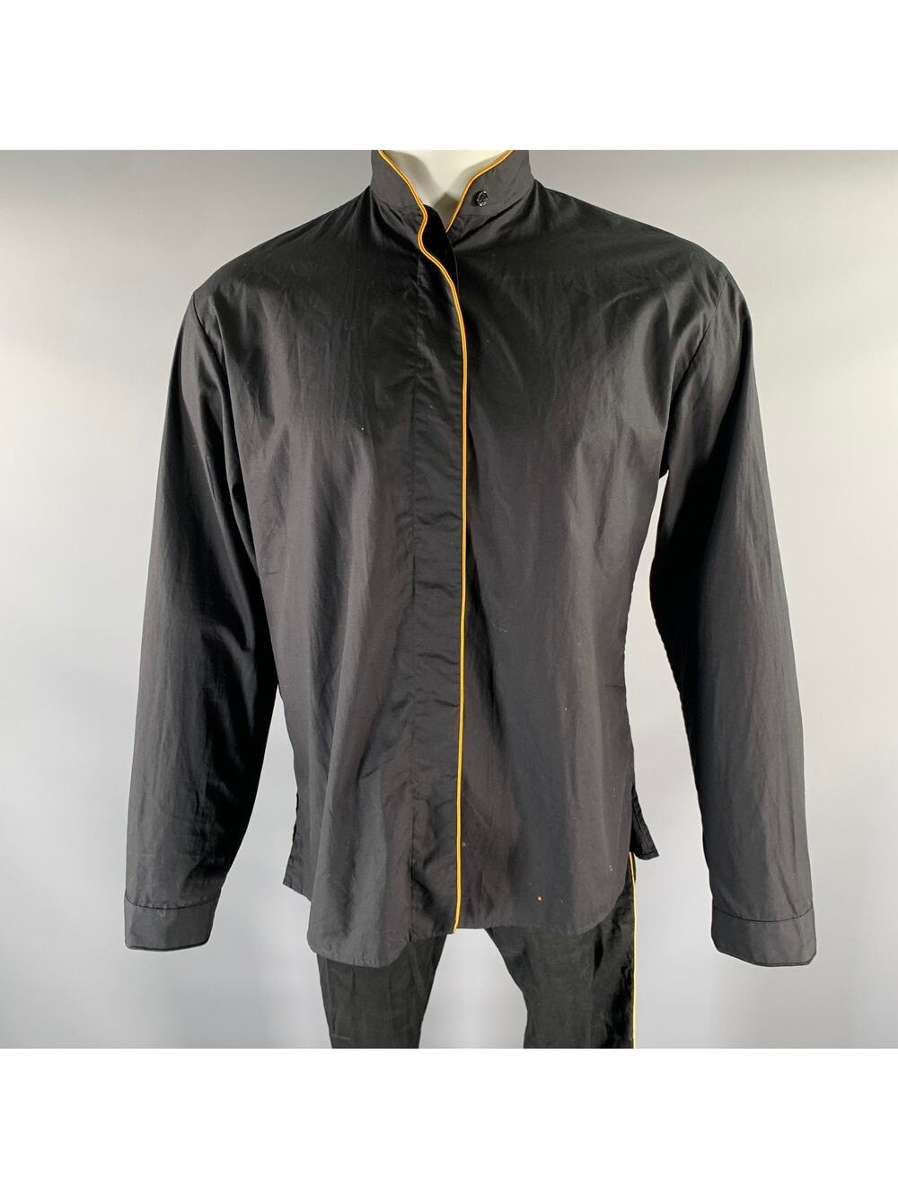 HAIDER ACKERMANN Size S Black Gold Piped Cotton Linen Blend Set